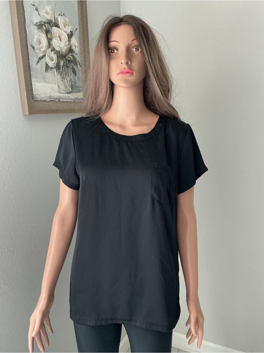 Worthington Black Short Sleeve Pocket Tee